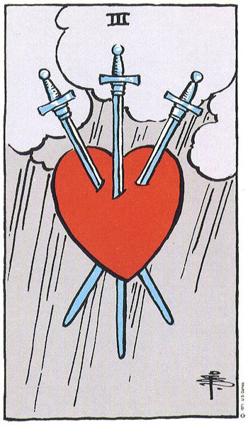 Three of Swords card